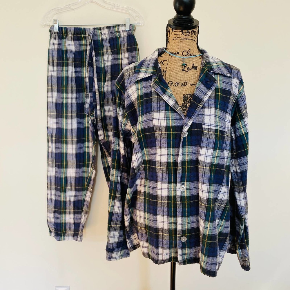 L.L. Bean Maine VTG Scotch Plaid 100% Cotton Mens Pajamas USA Sz Small Medium - Picture 1 of 8